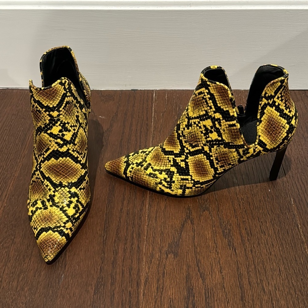 Zara Women’s Yellow/Brown/Black Snakeskin Booties Size 38/8